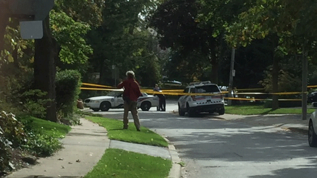 Police tape is shown at the scene of a stabbing investigation in the city's Lawrence Park neighbourhood. (Stephanie Smythe)